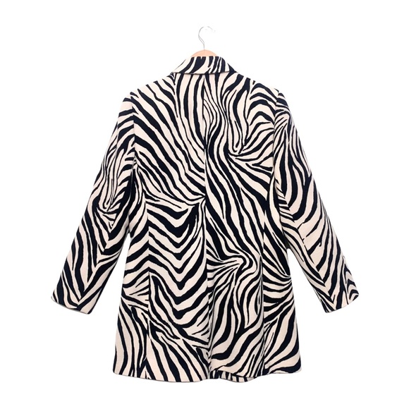 ❌SOLD❌ Dana Buchman Vintage 80s Zebra Print Blazer Shoulder Pads Long Button 12P - Picture 3 of 10